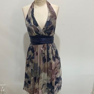 BCBG silk floral halter dress sz 2